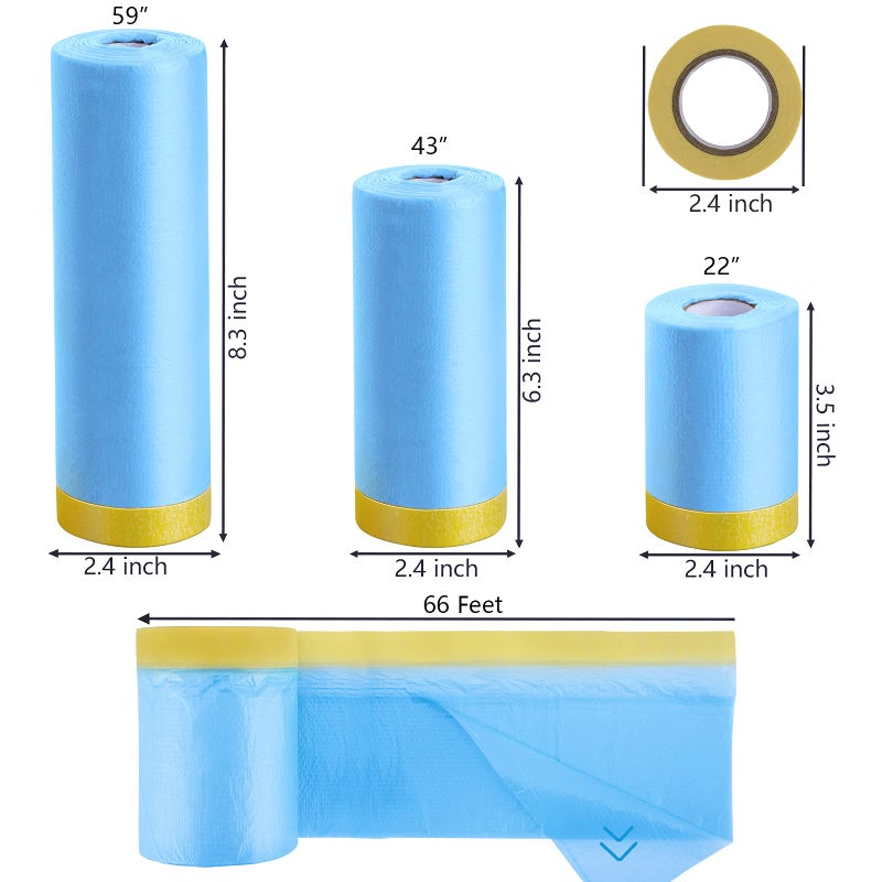 MyLifeUNIT Tape and Drape, 6 Pack Masking Paper with Tape for Automotive Painting - Image 3